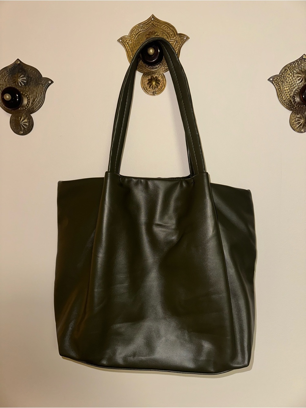 Neiman Marcus Dark Olive Leather Tote